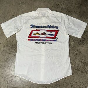 Vintage 90’s Surrey Collection Classic Chevy Club White Button Up Shirt Size15.5